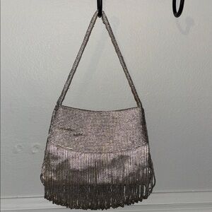 Cache Silver Fringe Shoulder Bag flapper inspired